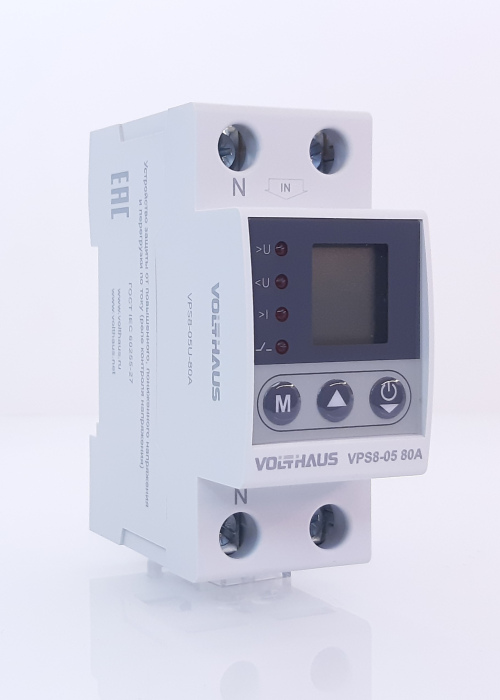 Устройство контроля и защиты от повышенного и пониженного напряжения 2P 80А